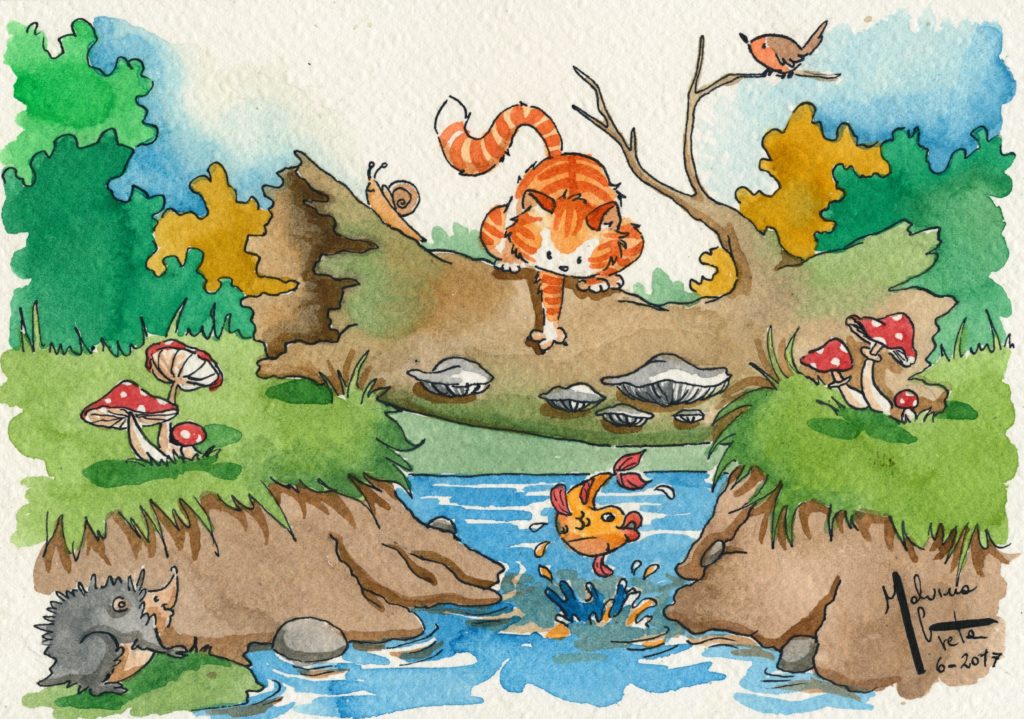Il gattino e il pesce rosso